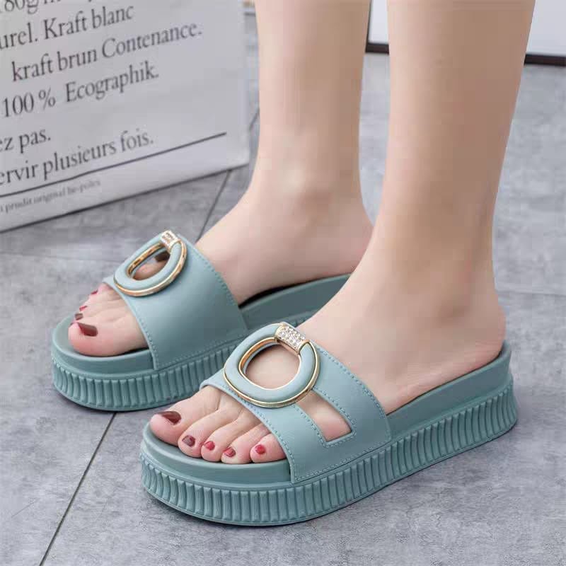 GROSIRTAS TG1746 Sandal Slip On Wedges Wanita Motif Ring O Import Kekinian