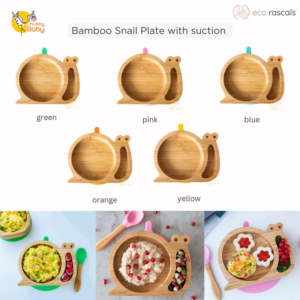 Eco Rascals Bamboo Snail Plate with suction | Piring Makan