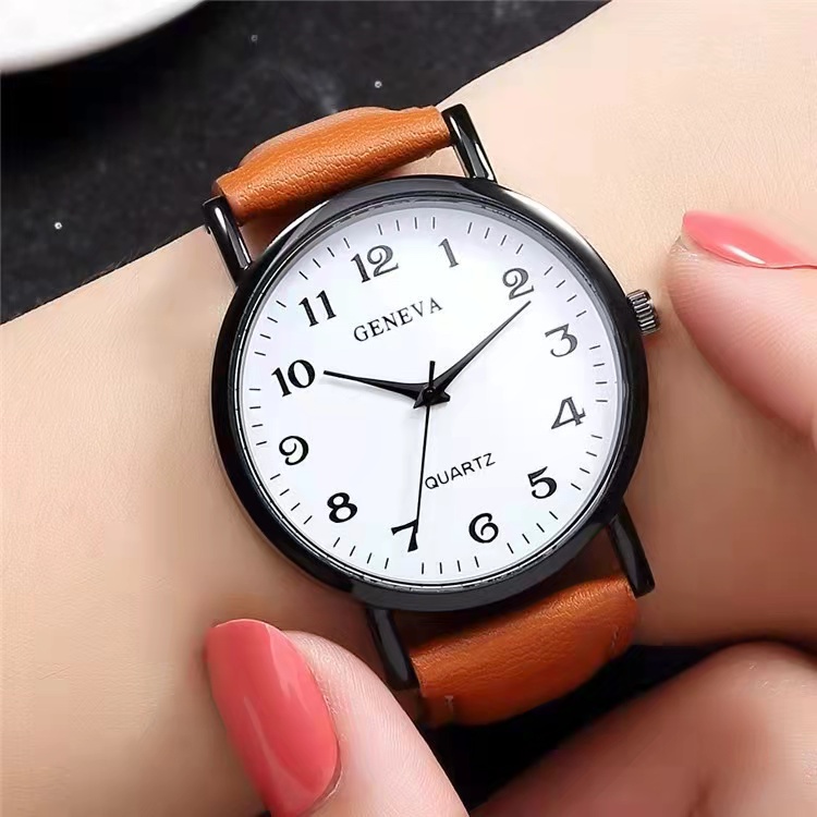 Jam Tangan Kulit PU Geneva Pria &amp; Wanita Analog Model Baru Klasik Korea Quartz Strap Kulit Untuk Casual Retro Jalan Mewah Premium Import Murah Grosir JT2