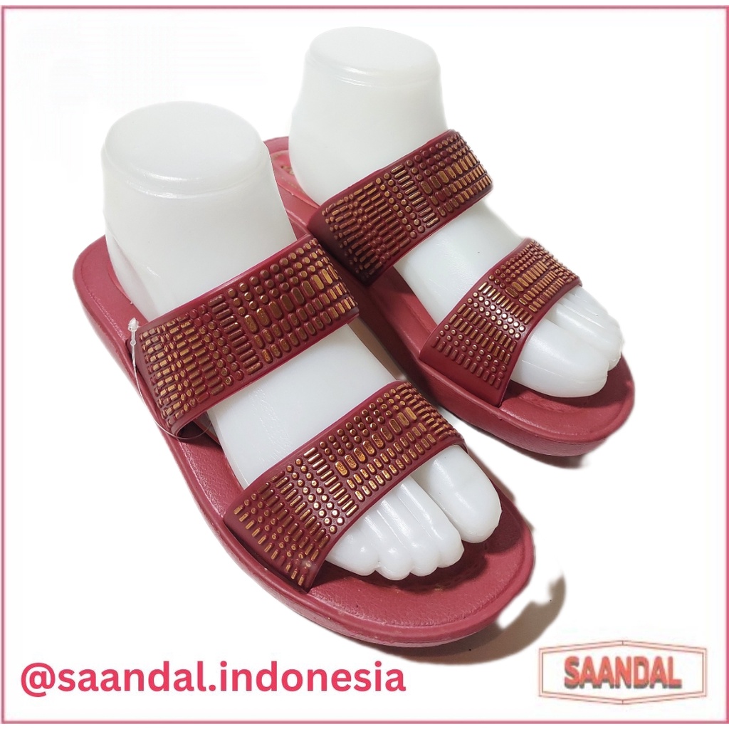 Sandal Selop Wanita Perempuan 2 Tali 2 Ban Tali Emas New Era 1513