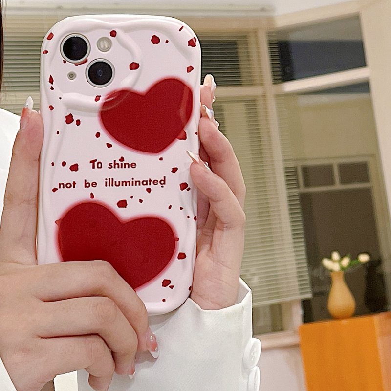 Cream Casing English Two Red Loves Soft Case HP iP iPhone 6 6S 7 8 14 + Plus SE 2020 2022 X XS XR 11 12 13 Pro Max