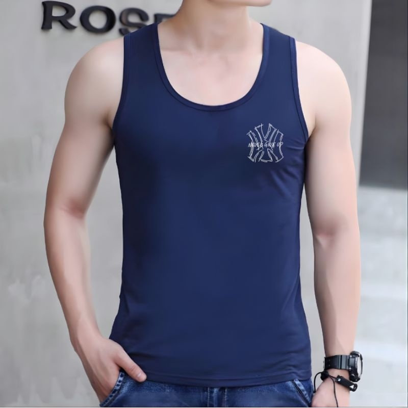 Singlet Pria NEVER GIVE UP Kaos Singlet Pria Cotton Combed