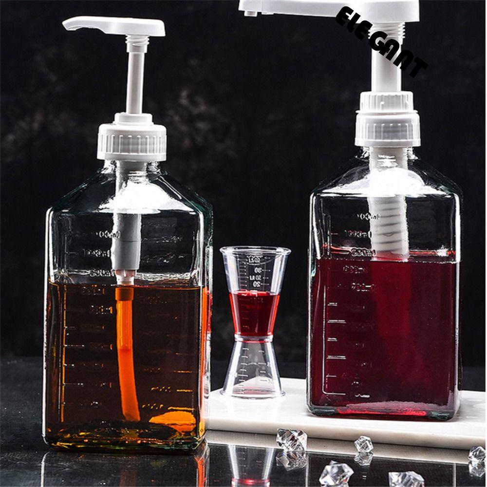 【 ELEGANT 】 Syrup Bottle Glass Multi Use with Hydraulic Pump Bathroom Refillable Softener Syrup Botol Penyimpanan Rumah