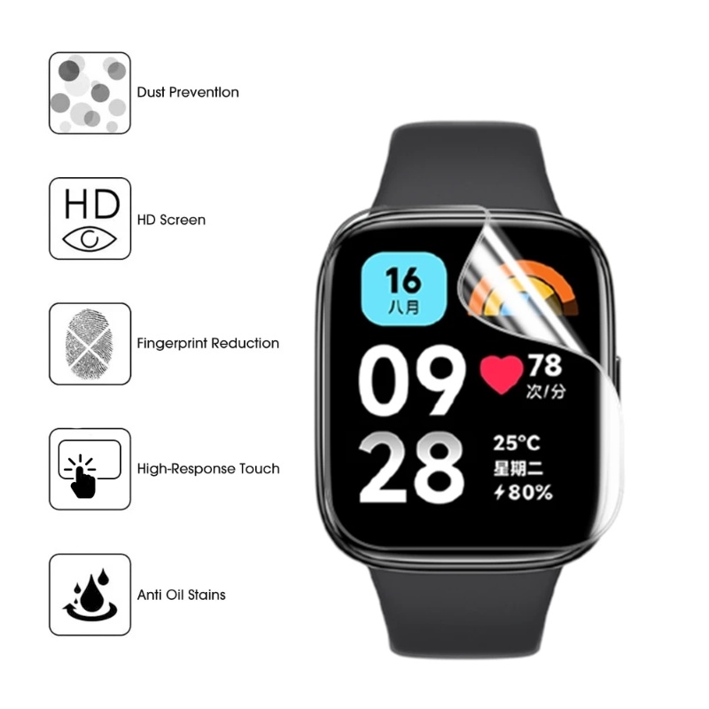 Untuk Redmi Watch3 Lite Curved Fit Anti Gores Smartwatch Layar Hydrogel Film TPU Lembut Tahan Air Bening Film Pelindung Bukan Kaca