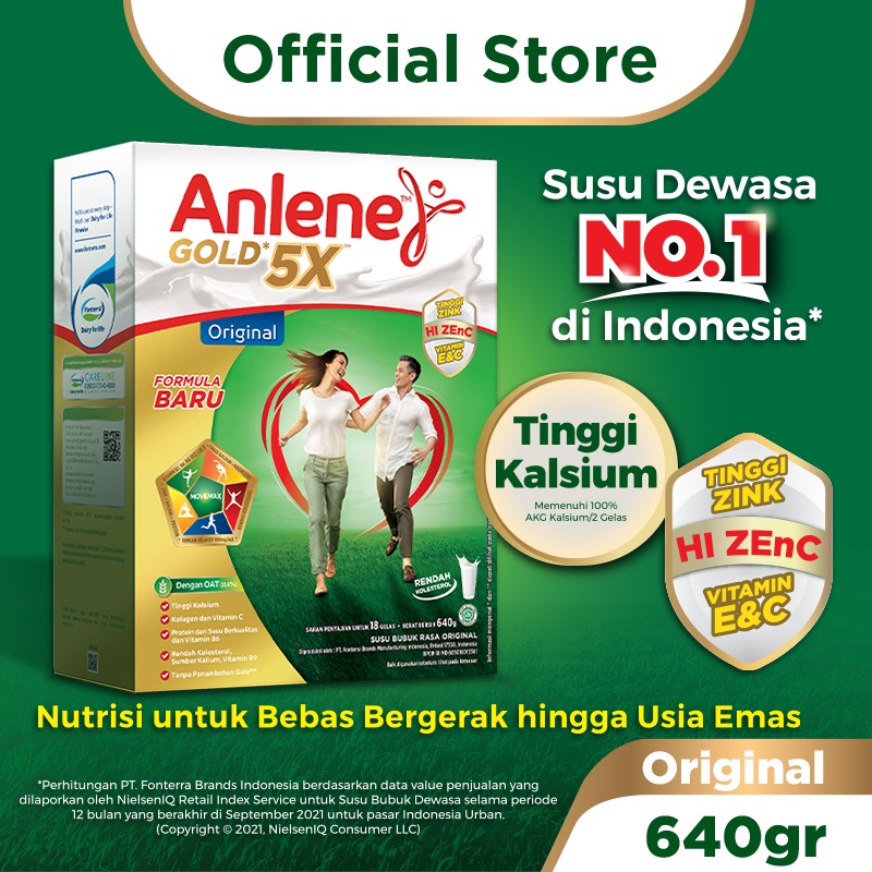 

Anlene Gold 5X Susu Bubuk Dewasa Original 640g - Nutrisi Tinggi Kalsium Untuk Tulang, Sendi, dan Otot