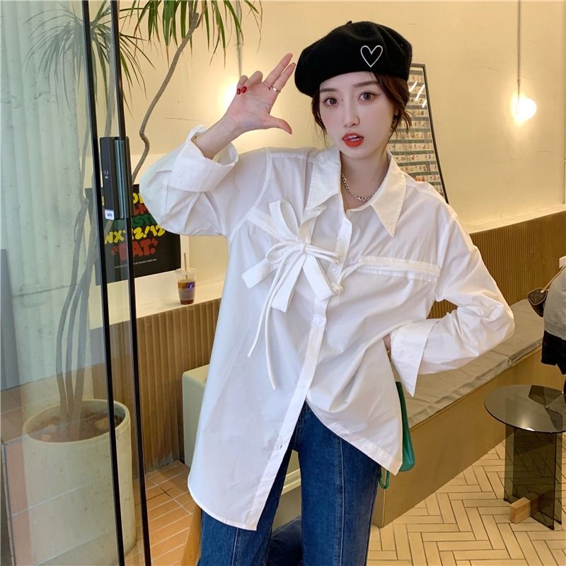 Kemeja Wanita Import Lengan Panjang Oversize Casual Korean Blouse