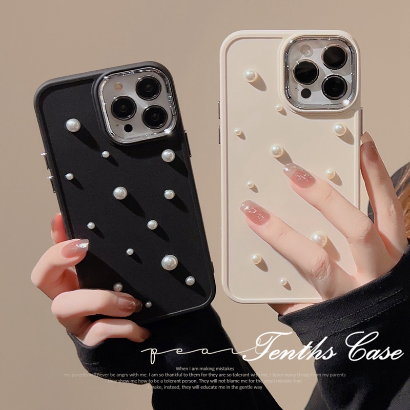 Kompatibel Untuk IPhone14 13 12 11 Pro Max8 7 6 6s Plus X Xr Xs Max SE 2020lapisan Penutup Belakang INS Gaya Canggih 3D Mutiara Kecil Casing Ponsel