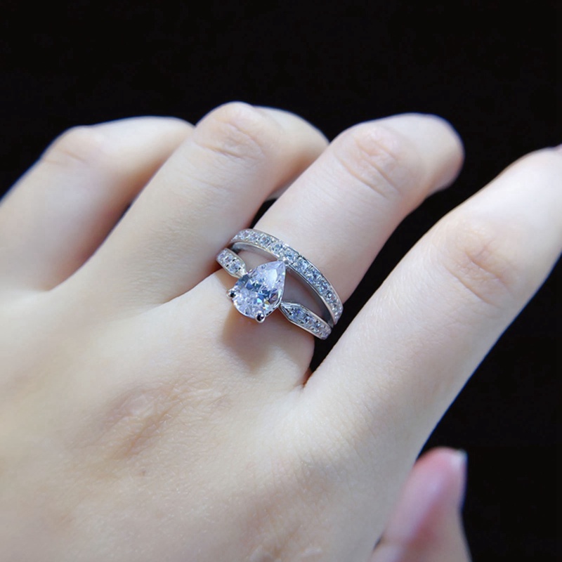 Cincin Band Cubic Zirconia Tetesan Air Yang Baru Didesain Untuk Wanita Fashion Perhiasan Pertunangan Pernikahan Briliant Cubic Zirconia Female Ring