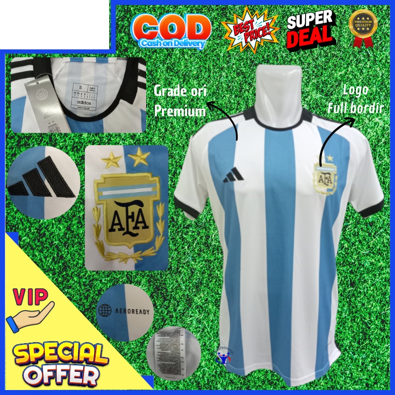 (jerseyolahraga) Jersey Argen-tina Home 2022 qatar / jersey Bola Argen-tina grade ori Import / Kaos 