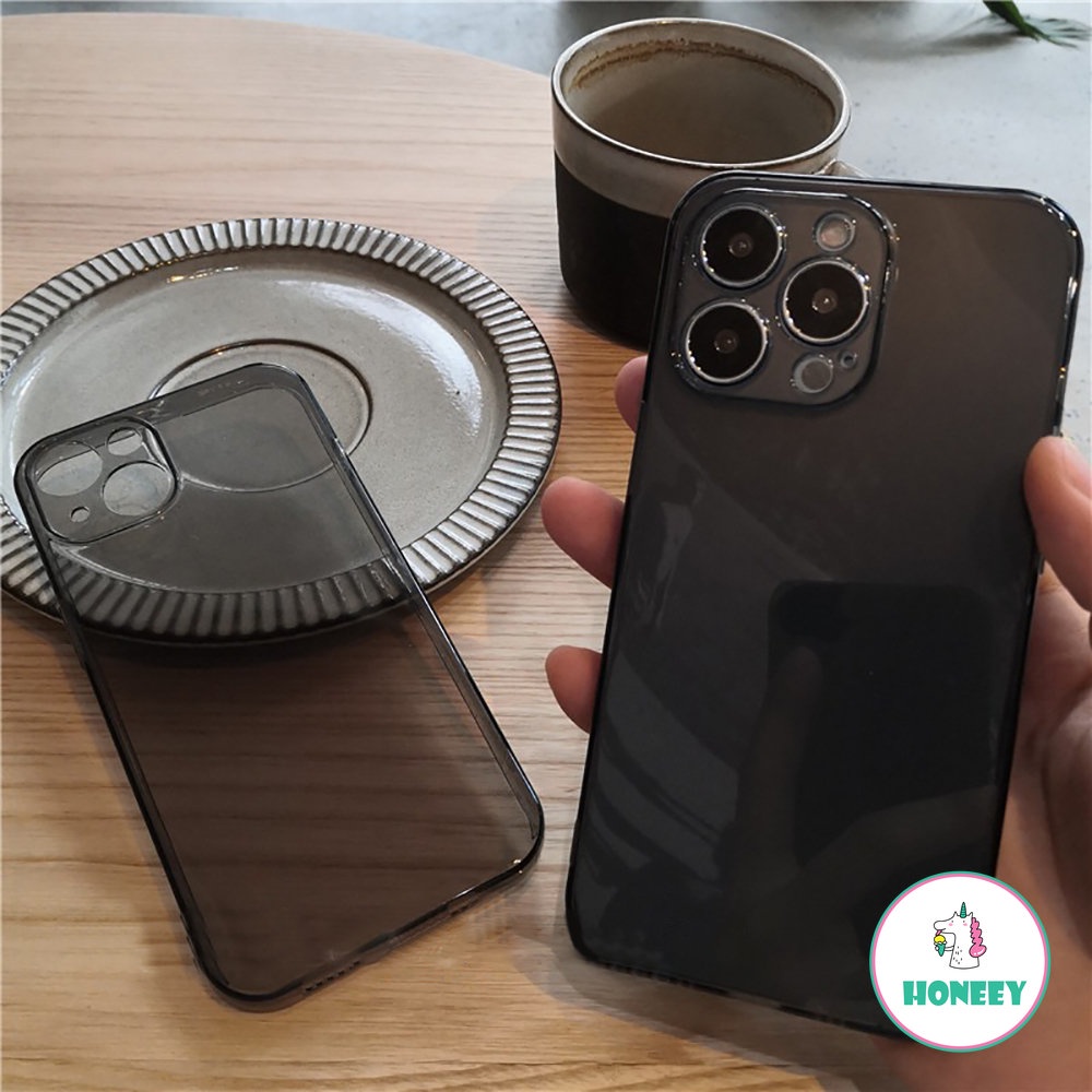 IPHONE Casing Ponsel Bumper Hitam Shockproof Kompatibel Untuk Iphone14 13 12 Pro Max 11 Pro Max Xs Max XR 87 14 Plus Transparan Lembut TPU Back Cover