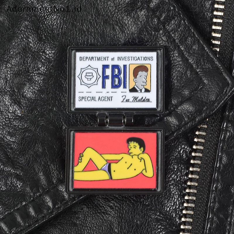 [AdornmentNo1] Fbi bros kartu nama agen khusus I Simpson Spille X-Lime FBI Fox Mulder ID Card Enamel Badge Coat Pin Punk hadiah perhiasan