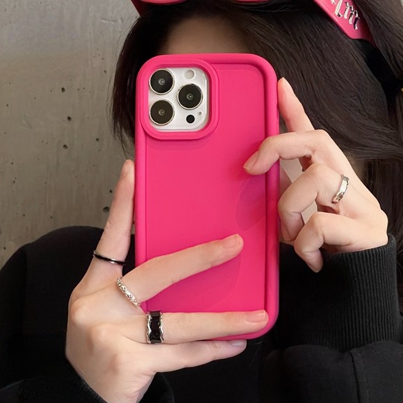 【Corundum Series】Skin Feel Silicone Soft Case IPhone XR XS Max 11 12 13 14 Pro Max for Girl Women's Fashion Purple Color Phone Case Pink Red