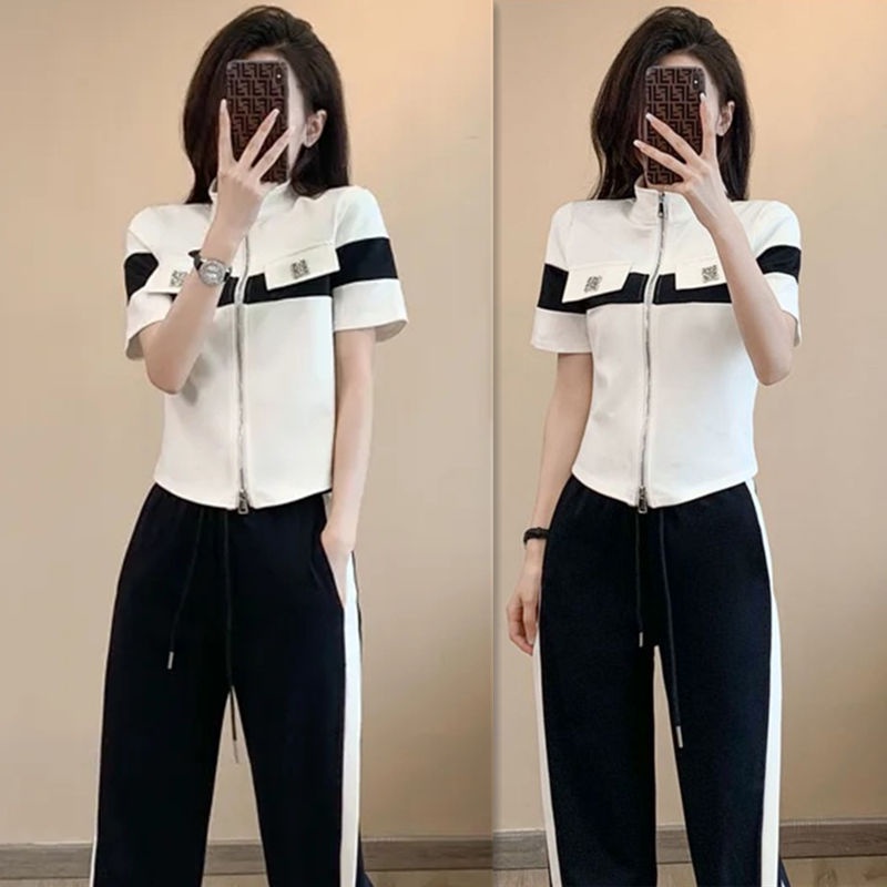 [ COD✅ ] Aroana Prettiz  Gaya Korea Baru Fashion Lebar Kaki Setelan Celana resleting Ukuran Besar Wa