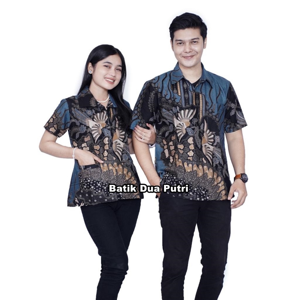 Couple Batik Wanita Pria Modern Bersaku Dan Berkerah By Batik Dua Putri - galau