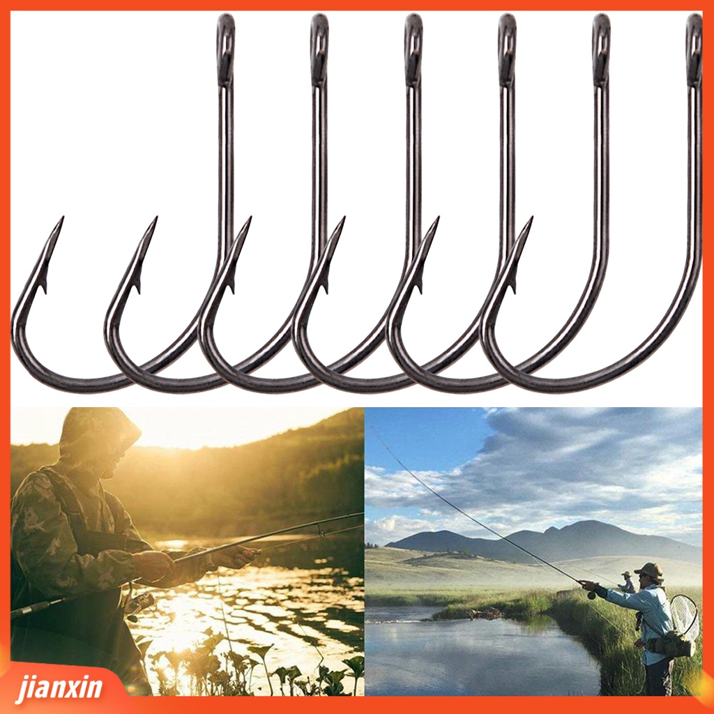 (In Stock) 50Pcs Kait Pancing Tajam Penembus Cepat Kekuatan Tinggi Tahan Karat Tidak Membuka Kait Umpan Umpan Berduri Kait Untuk Outdoor