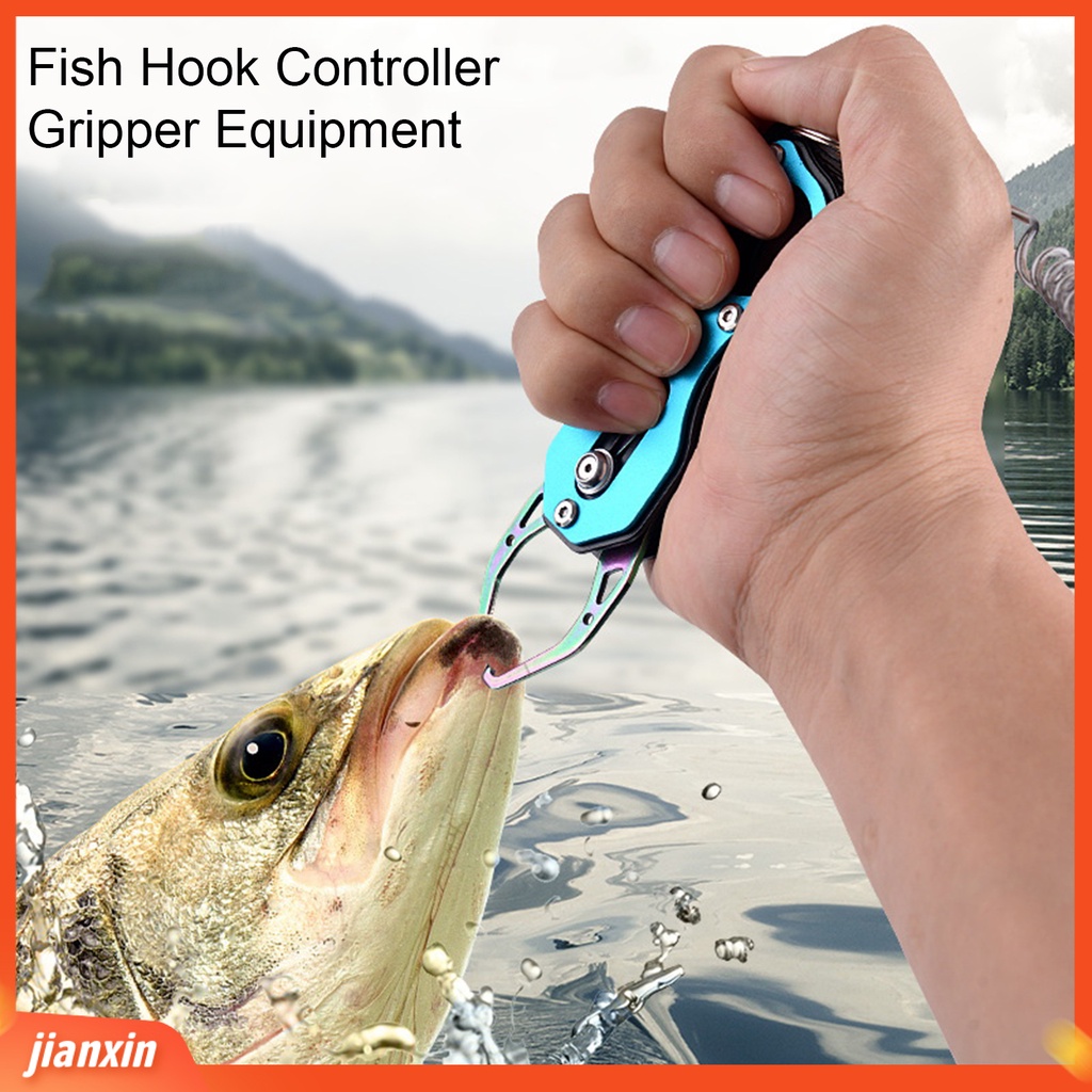 (In Stock) Enlarged Jaw Spring Design Fish Control Tang Dengan Carabiner Bibir Ikan Kecil Tang Pegangan Tangan Peralatan Angling