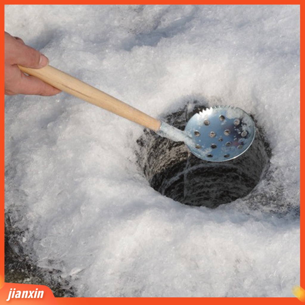 (In Stock) Saringan Pancing Es Desain Ergonomis Padat Ultra Long Portable Winter Ice Strainer Sendok Galvanis Untuk Outdoor