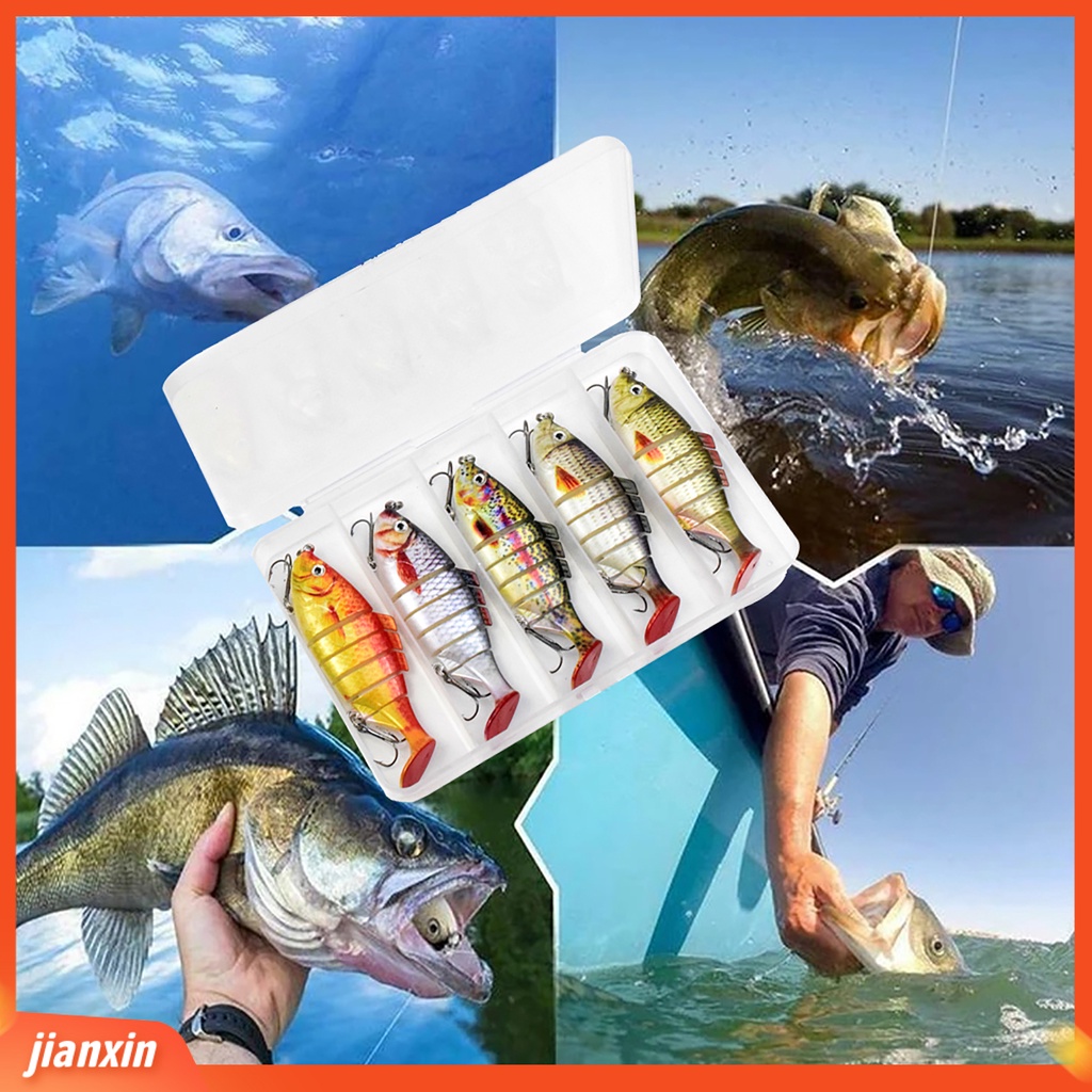 (In Stock) 5Pcs Multi Jointed Bionic Fishing Lure 6segments Renang Ikan Kecil Laut Mirip Hidup