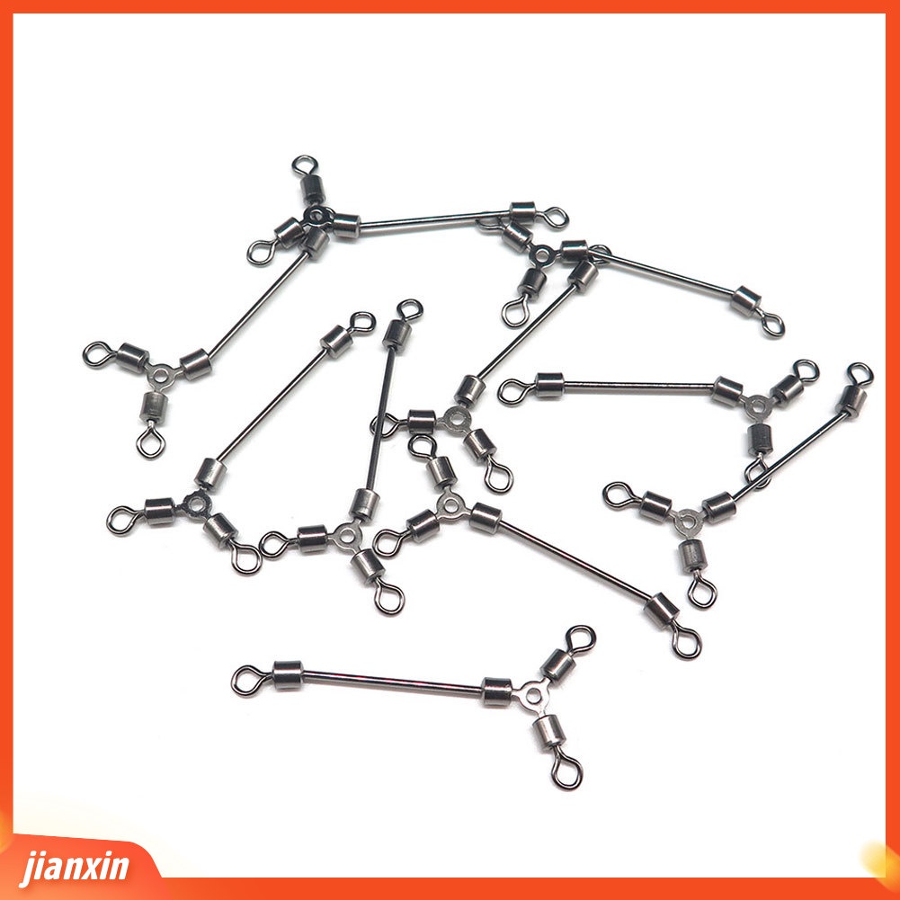 (In Stock) 10Pcs Konektor Pancing Panjang Rolling Swivel Stainless Steel 3arah Putar Laut