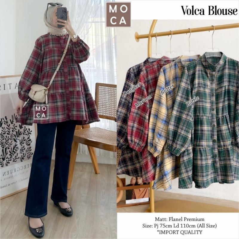 VOLCA BLOUSE ORI MOCA | Ld110 Flanel Premium