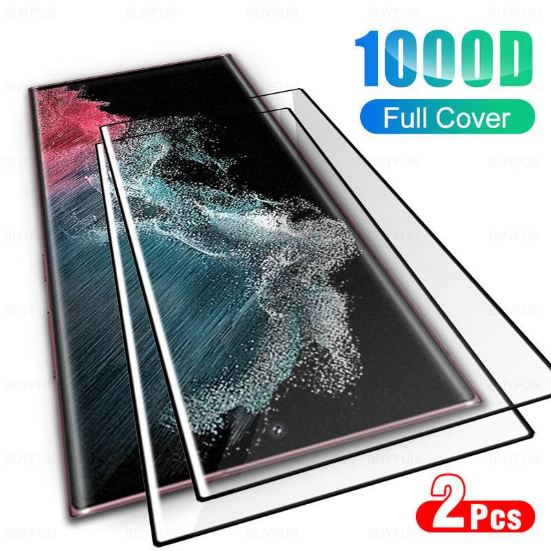 2pcs Untuk Samsung Galaxy S23 S22 S21 S20 Note20 Ultra Note8 Note9 Full Curved Cover Tempered Glass Pelindung Layar Untuk Samsung Galaxy Note10 S10 S9 S8 Plus