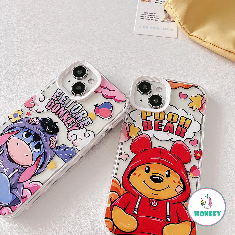 IPHONE Casing Ponsel Beruang Pooh Kartun Lucu Kompatibel Untuk Iphone14 Pro13 /14 12/12Pro 11 Pro Max XR Xs7 8Plus Warna-Warni 3-in-1 Shockproof Back Cover