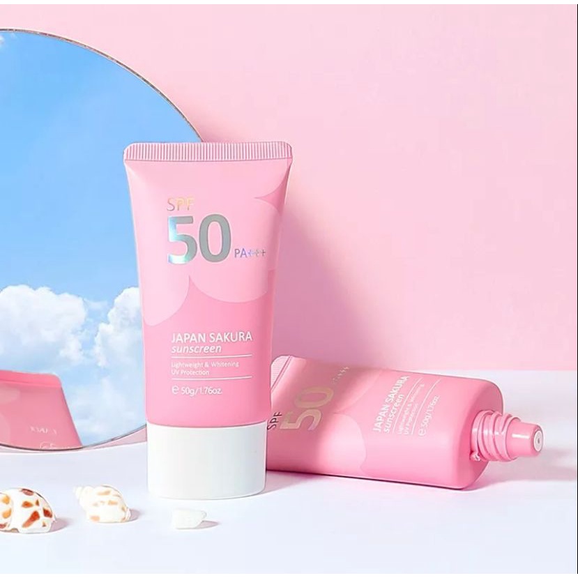 LAIKOU Japan Sakura Sunscreen Wajah Sunblock Tubuh Perlindungan dari Matahari SPF50 PA+++ 50g