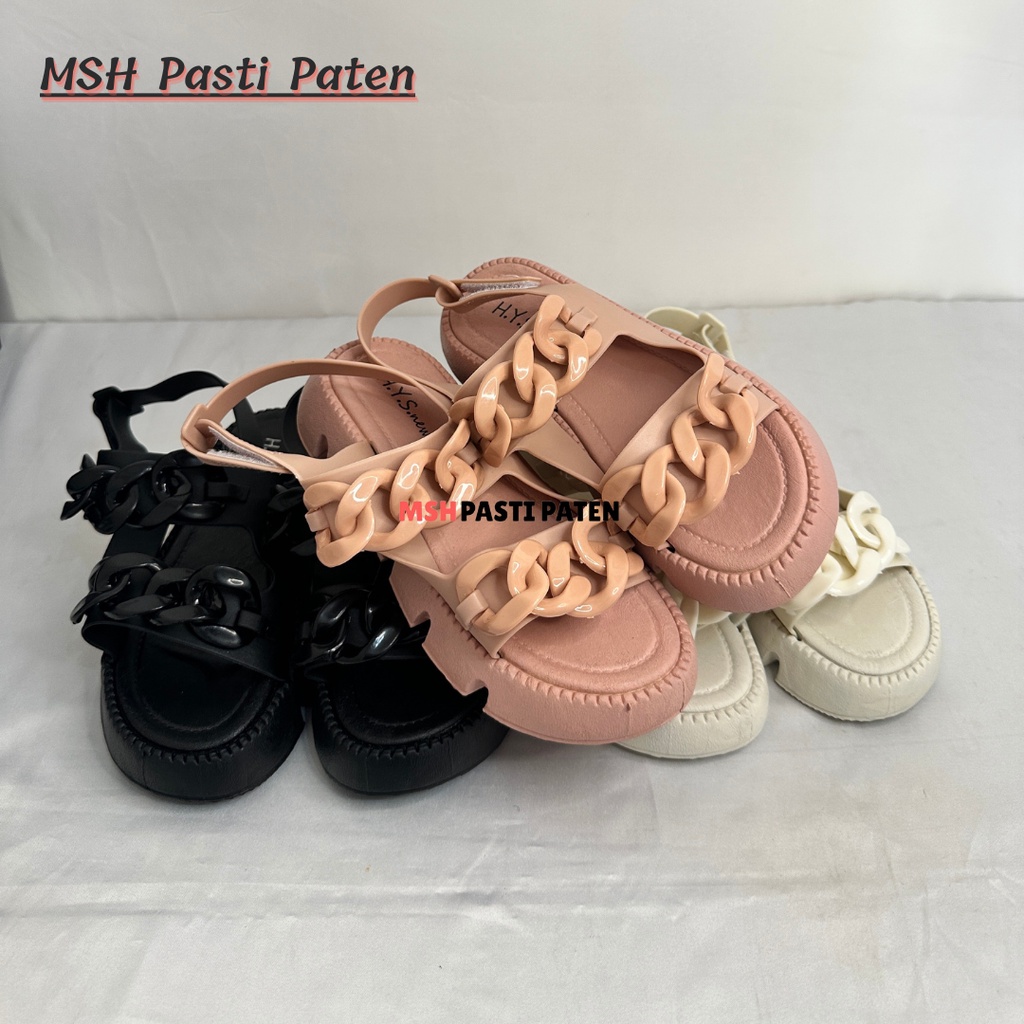 Sandal Gunung Karet Import Motif Rantai Wanita Anti Slip