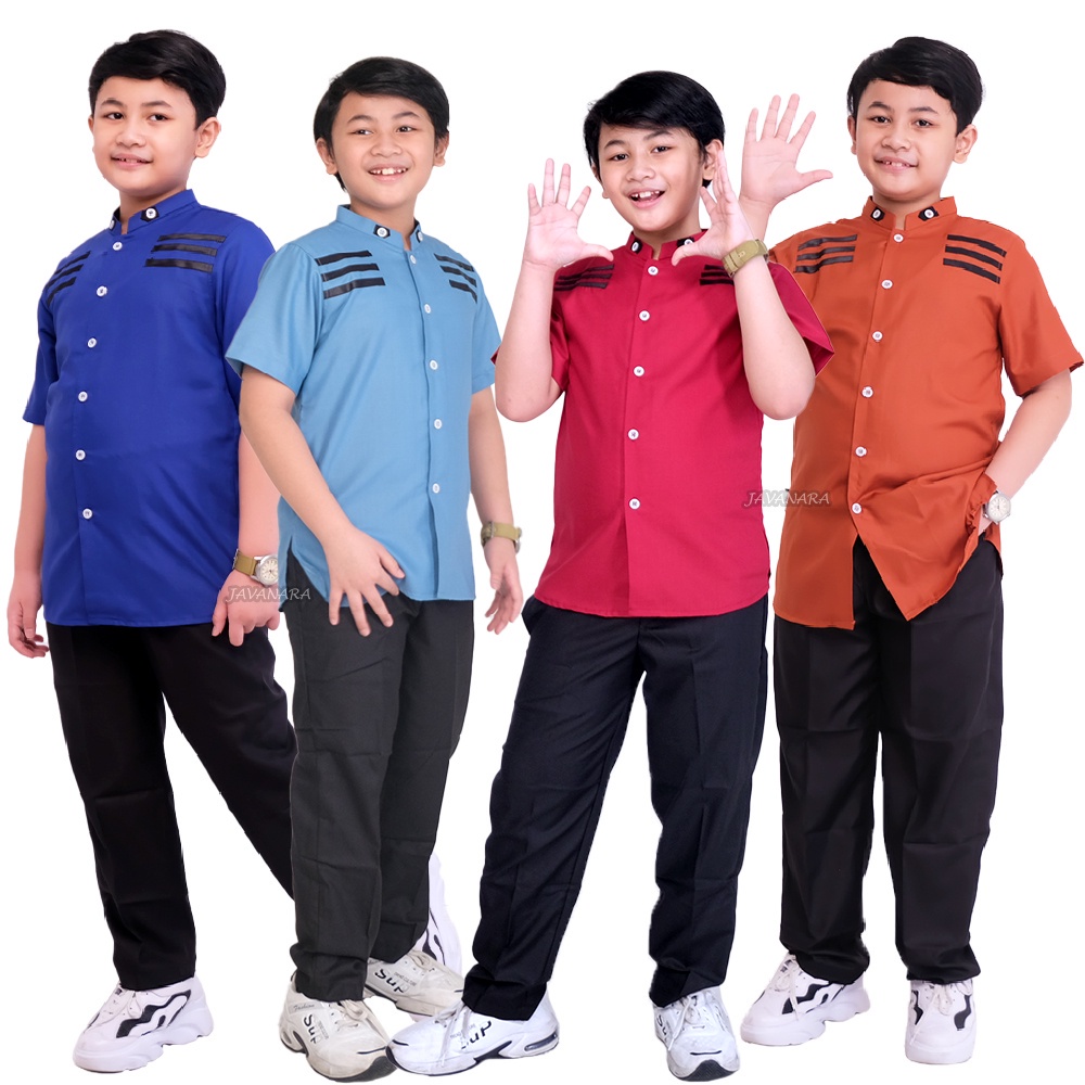Baju Koko Kemeja Setelan Koko Anak Cowok Lengan Pendek Anak dan Remaja EHSAN