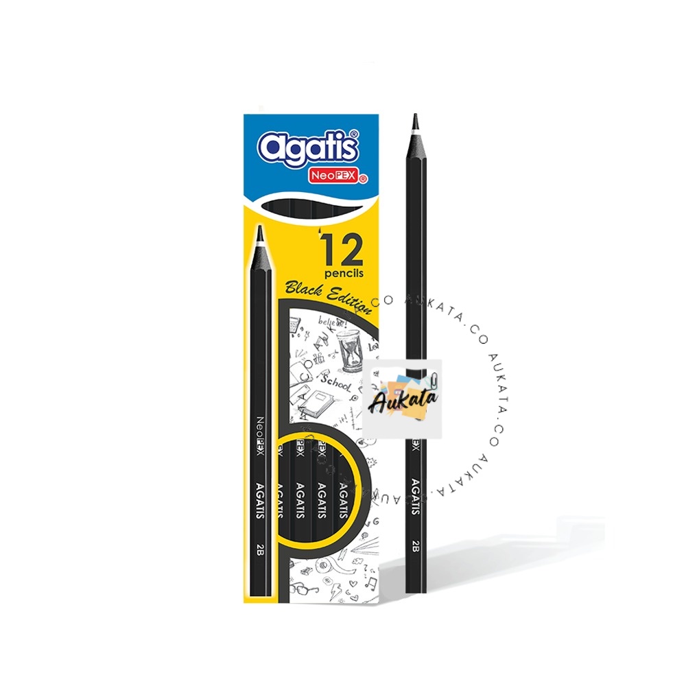 

Agatis - Pensil Tulis Daily Neopex Black Edition 2B - 1Box Isi 12Pcs