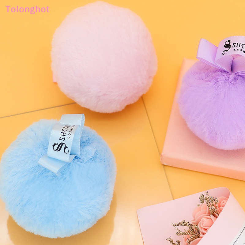 Tolonghot&gt; Sweet Shiny Peach Body Cosmetic Puff Ukuran Besar Lembut Wajah Rambut Kilau Tinggi Puff Bola Spons Puff Alat Makeup well