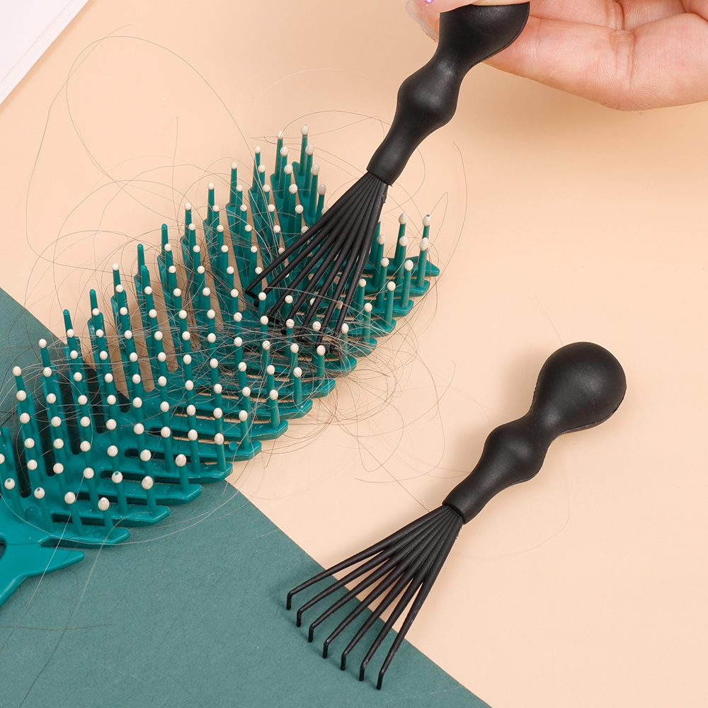 1pc Alat Pembersih Sisir Rambut Mini/Pembersih Sikat Rambut Gagang Tertanam Bermanfaat/Alat Styling Salon/Perlengkapan Cakar Sisir Pijat Portabel/Sisir Menghilangkan Kotoran Rambut Aksesoris