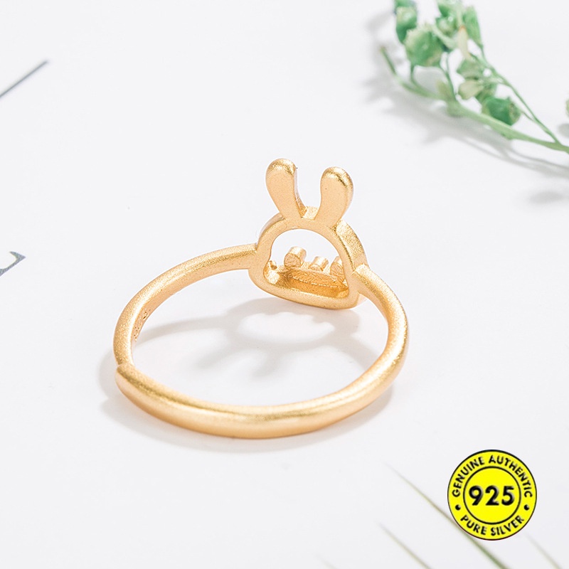 Cincin Kelinci Buram Emas 18K Cincin Terbuka Simple Lucu U1524