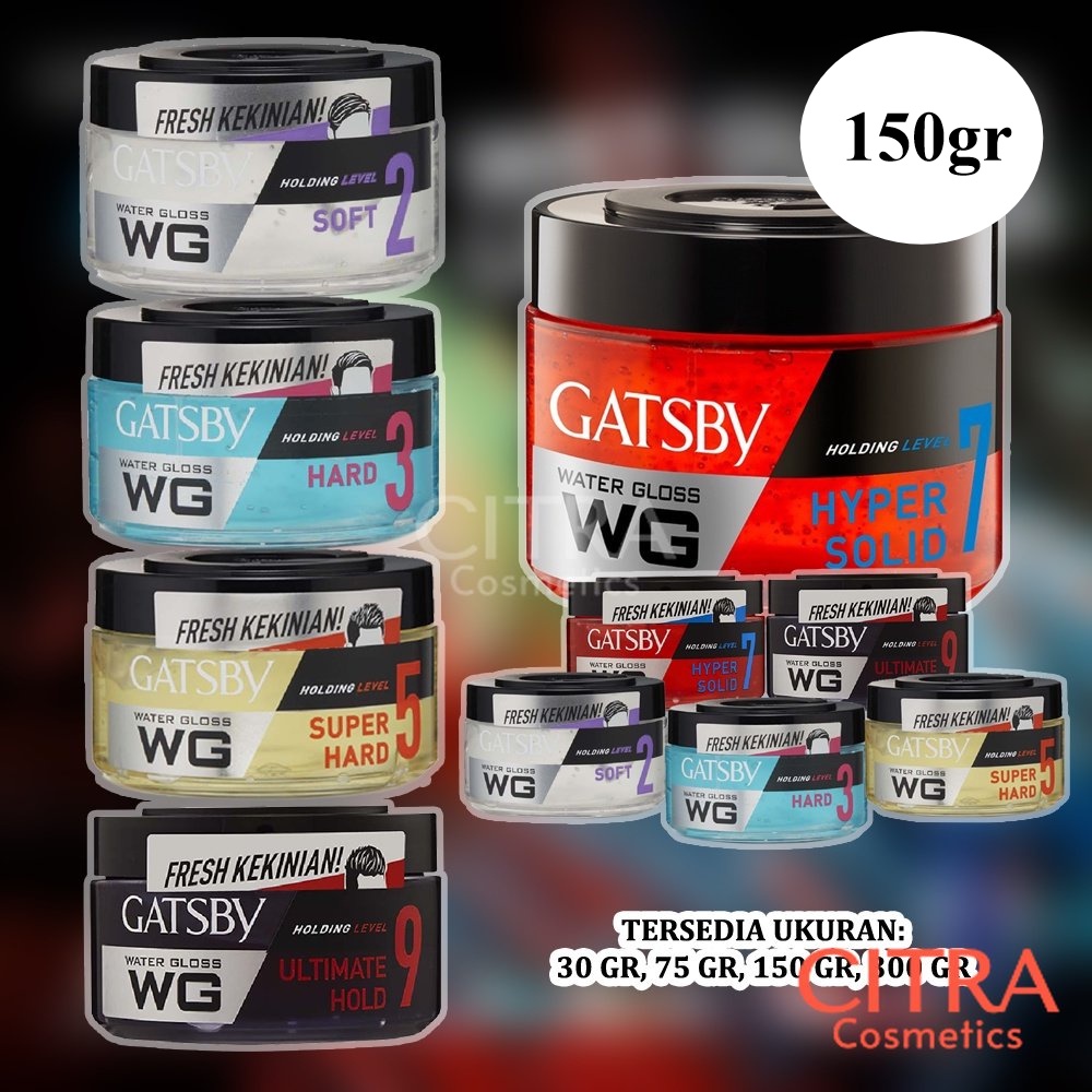 Citra Cosmetic - [150gr] Gatsby Water Gloss - Pomade Hair Styling Soft Hard Super Hard Hyper Solid U