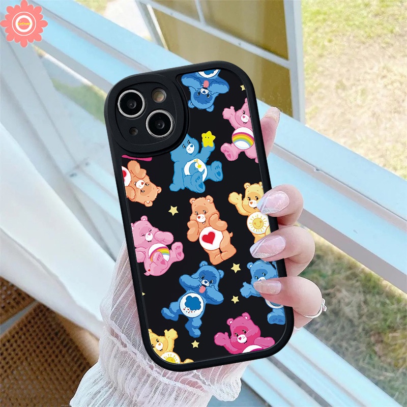 Casing Ponsel Doodle Beruang Warna-Warni Lucu Kompatibel Untuk IPhone 7Plus XR 11 13 12 14 Pro Max 8Plus X XS Max7 8 6s 6 Plus SE 2020 Kartun Kulomi Star Soft Tpu Shockproof Cover