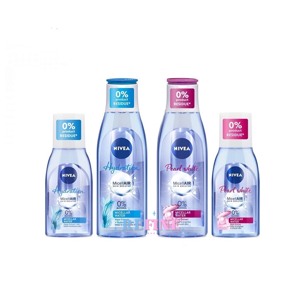 𝗥𝗘𝗙𝗜𝗡𝗘𝗕𝗘𝗔𝗨𝗧𝗬- NIVEA Micellar Water MicellAIR Skin Breathe 125ml / 200ml - Pearl White / Hydration - 