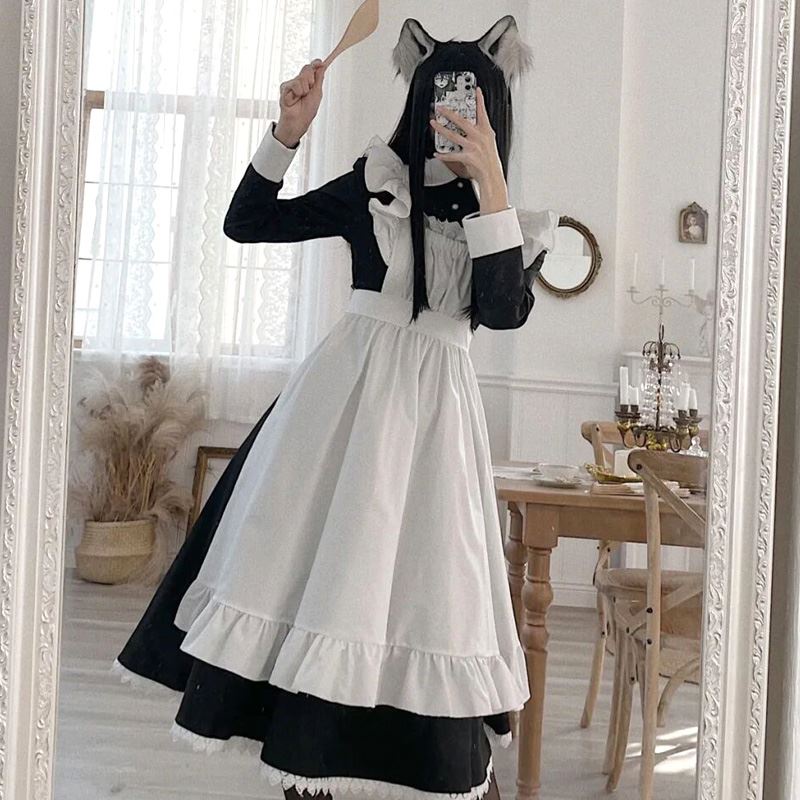 Maid dress, large size, long style, men's and women's wear, Loretta, cartoon, COS, maid dress, Cospl