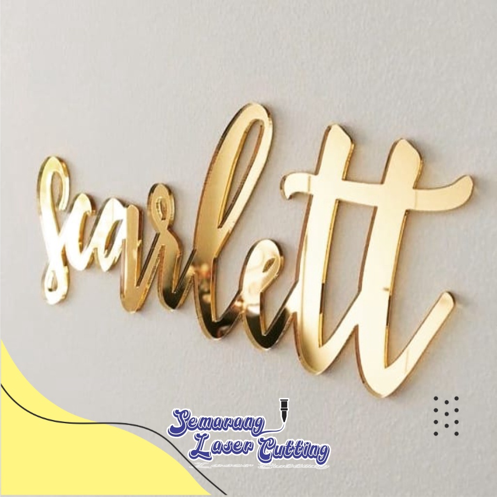 sepasang NAMA AKRILIK MIRROR GOLD CUTTING LETTER MIRROR GOLD chipboard akrilik dekorasi mahar rustic