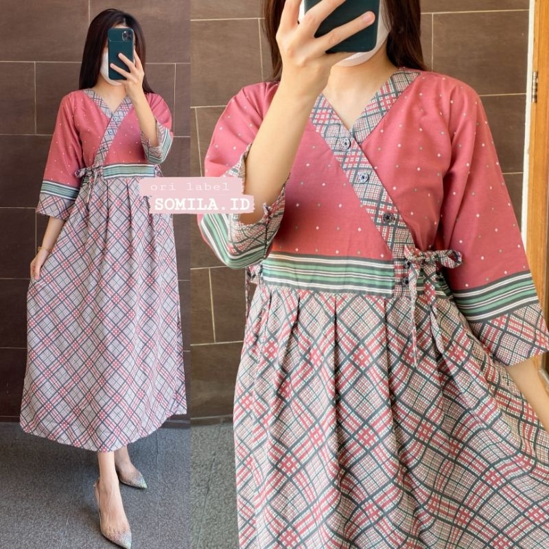 ORI SOLO GROSIR DASTER  BUSUI CHIBI KIMONO PANJANG LENGAN 7/8 PINGGANG SERUT BATIK SQUARE