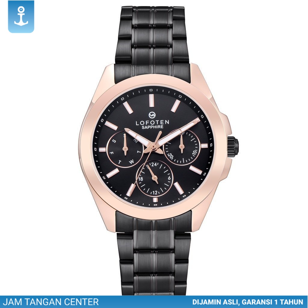 Jam Tangan Wanita Lofoten 2319 Fashion Formal Kasual Cewek Chrono Aktif Rantai Stainles Steel Sapphi