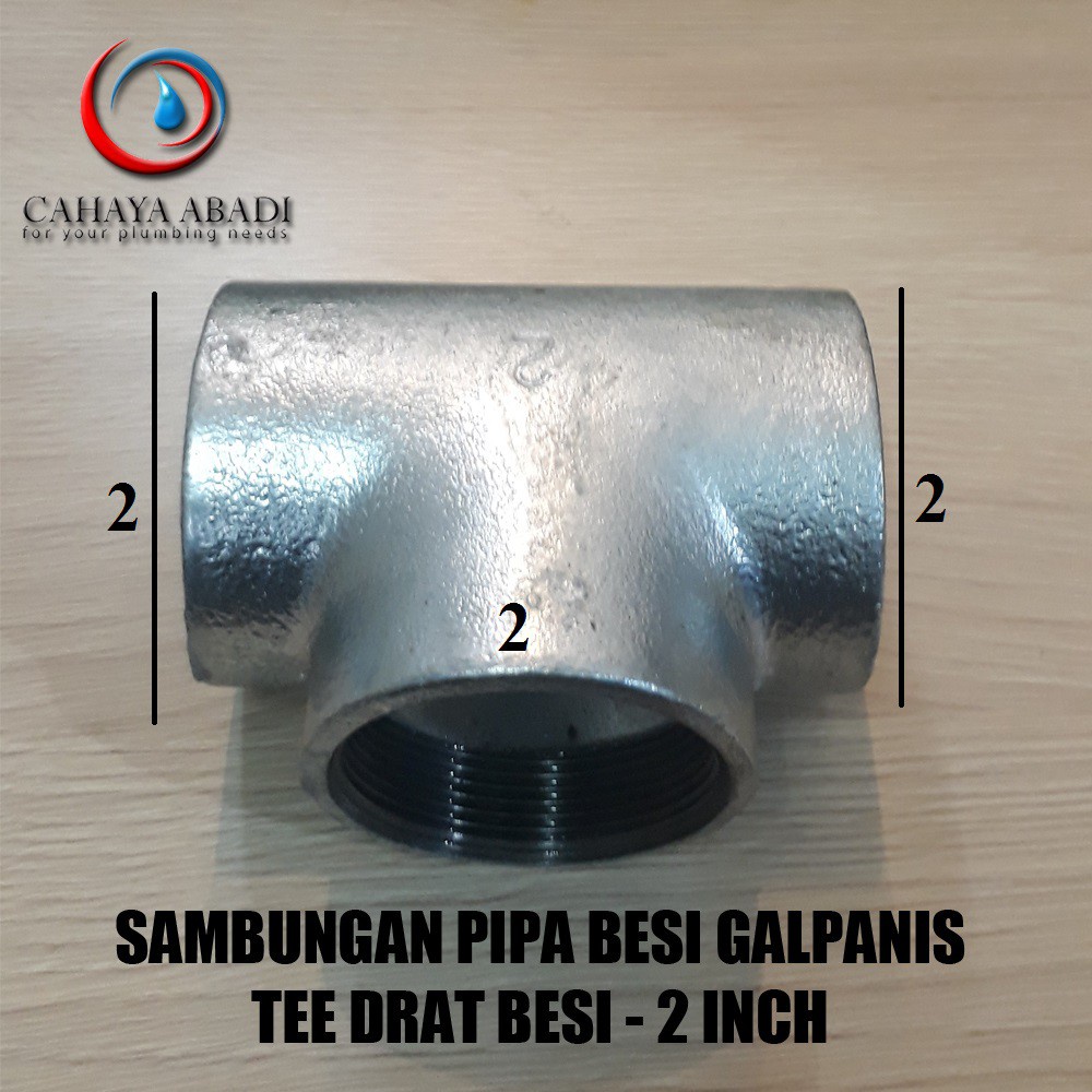TEE BESI 2 INCH - SAMBUNGAN PIPA BESI GALVANIS - GALUNGGUNG - TEE BESI - T