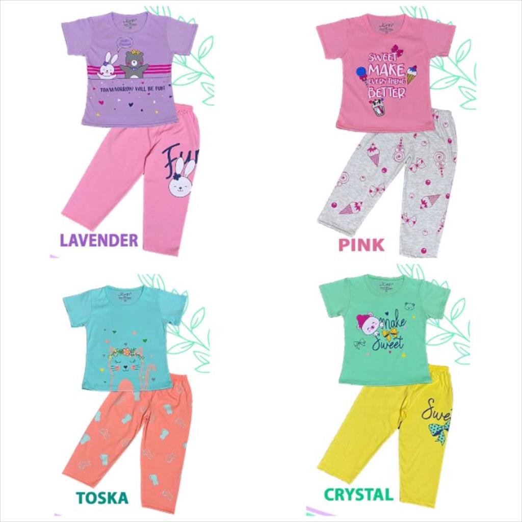 KELFI Setelan celana panjang anak perempuan kelfi piyama anak baju tidur anak baju anak cewek