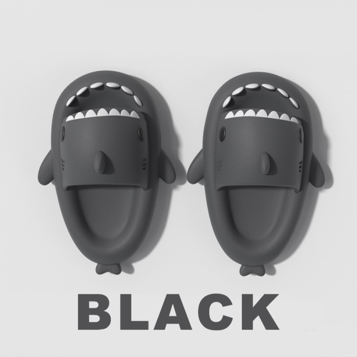 Sandal Hiu Anak Laki Laki Sharky Sandal Baby Shark Dewasa - BLACK, 24/25