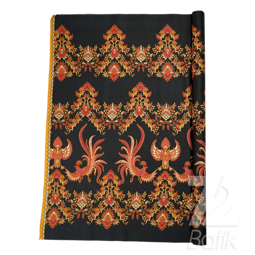 KAIN BATIK PREMIUM Bahan Katun Motif Burung Istana Hitam Merah 722726 Cap 72 Jarik Jarit Samping Keb