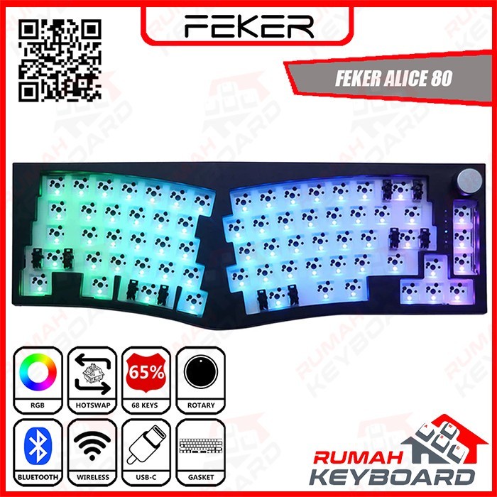 MECHANICAL KEYBOARD - FEKER ALICE 80 - 65% - 3 MODE - GASKET - RGB - Hitam