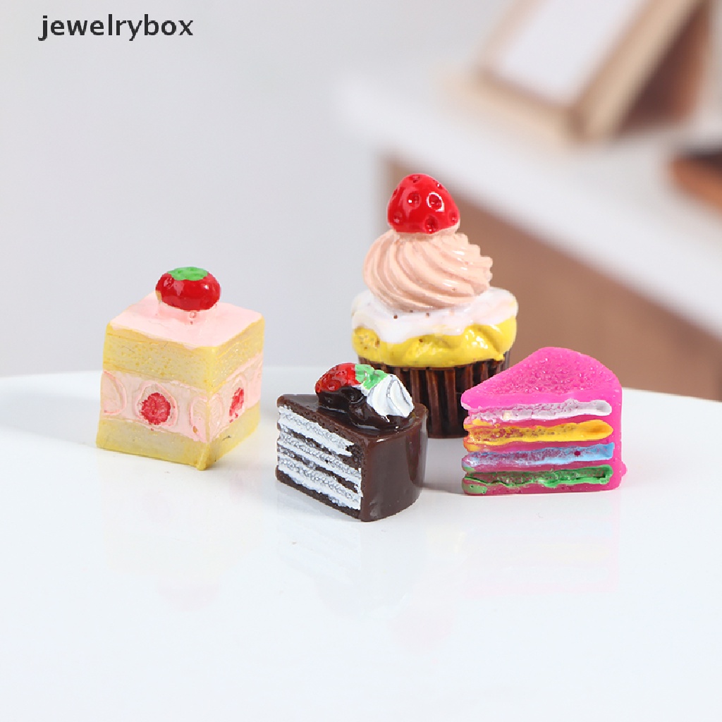 [jewelrybox] 5pcs 1: 12rumah Boneka Miniatur Dapur Mainan strawberry Kue Mainan Aksesoris Butik