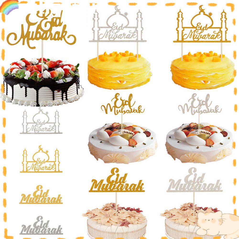 Solighter 1/10pcs Eid Mubarak New Dekorasi Ulang Tahun Pilihan Dekor Kue