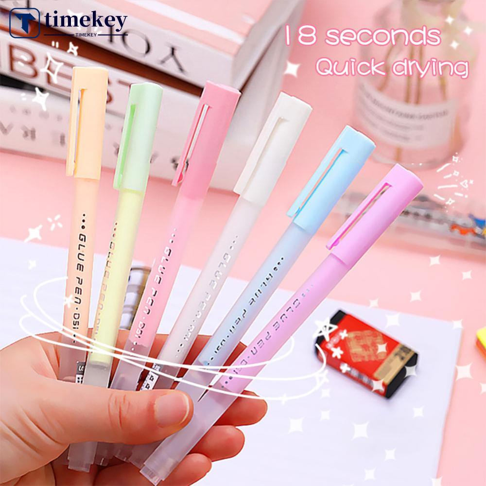 Timekey Pen-Berbentuk Handmade Lem Pulpen Dot Glue Pen Solid Glue Stick Warna Permen Cepat Kering Viskositas Tinggi Siswa Scrapbooking Alat Tulis N5T7