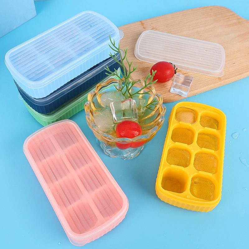 8kisi Cetakan Es Batu Plastik PP Food Grade Warna-Warni/Summer Ice Cube Freezing Tray Untuk Cocktail Jus Buah