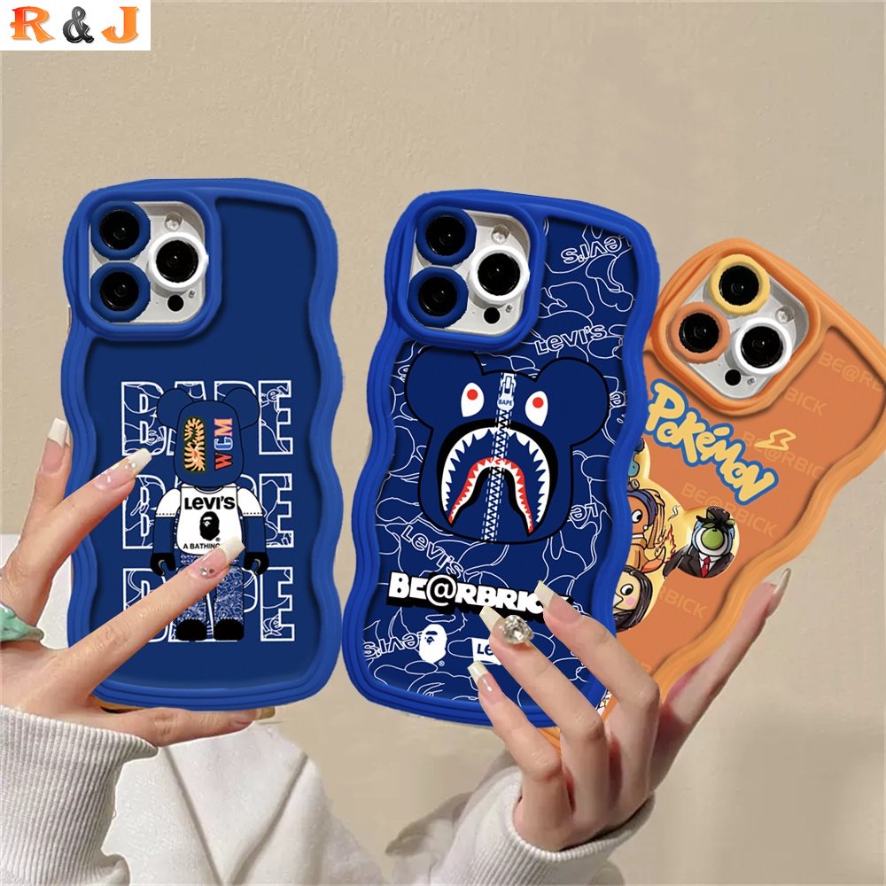 Soft Cool Case VIVO V25E Y16 Y22 Y35 Y21T Y21S Y33S Y12 Y15 Y17 Y11 Y12S Y12A Y15S Y15A Y20S Y91C Y19 Y30 Y50 Bearbrick Dan Pokemon Wave Edge TPU Phone Case Cover